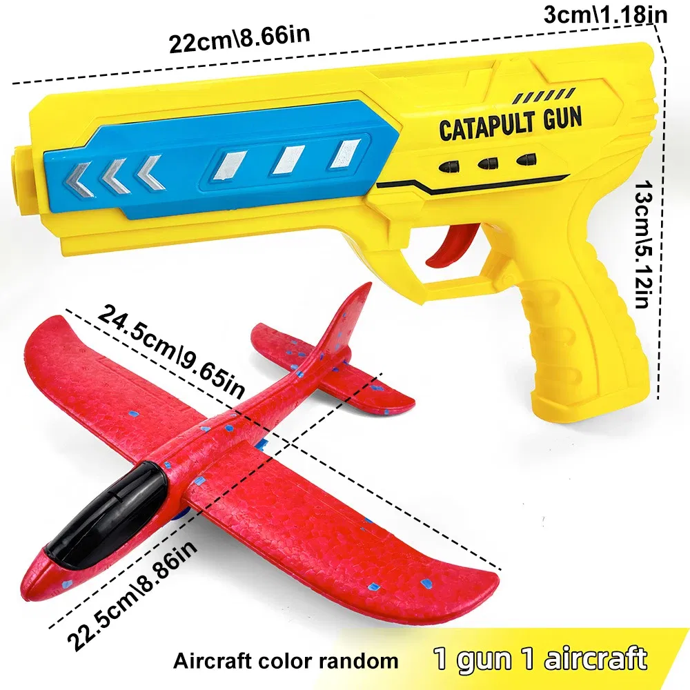 Color: Yellow - Airplane Launcher Toys Outdoor Sports Flying Toys Children's Foam Ejection Aircraft Toys Birthday Gifts for Boys Girls
