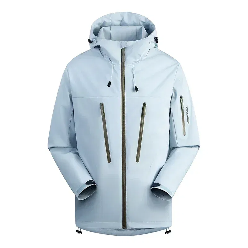 Color: Blue, Size: M - Spring Autumn Men's Windbreaker Fashion Outdoor Mountaineering Travel Windproof Waterproof Hooded Jacket Slim Fit Versatile Coat