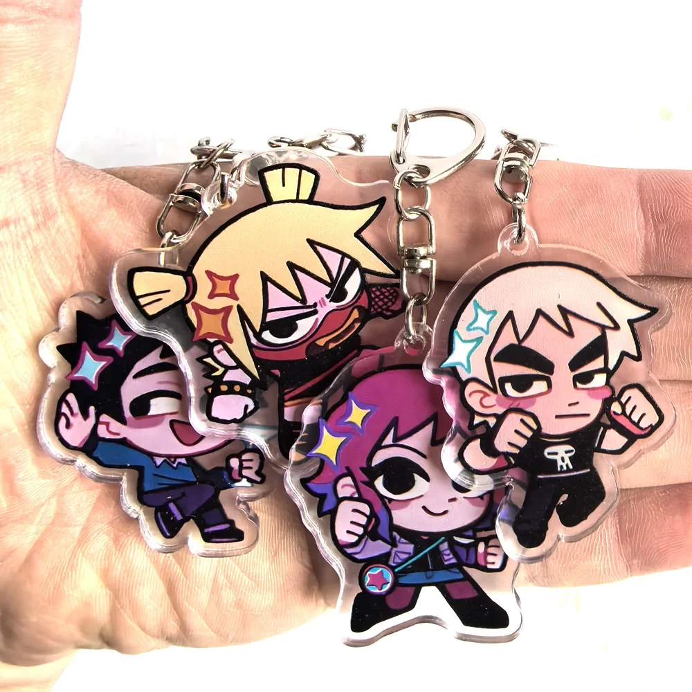 Color: Dark Grey, Size: 6 cm - Crooked boy Scott Pilgrim Takes Off acrylic keychain birthday gift for boys and girls
