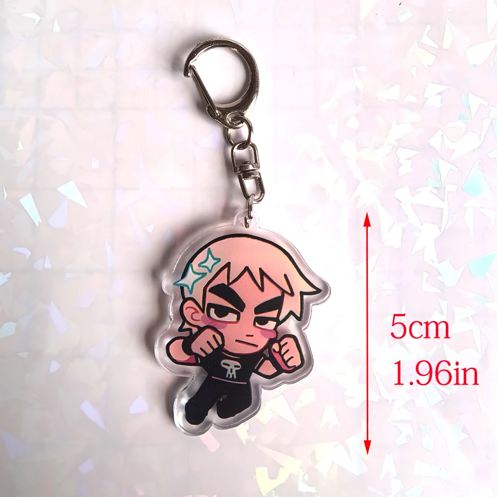 Color: Dark Grey, Size: 6 cm - Crooked boy Scott Pilgrim Takes Off acrylic keychain birthday gift for boys and girls
