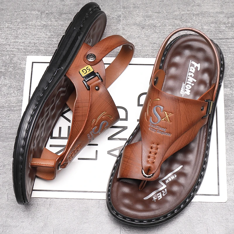 Color: black, Shoe Size: 41 - Outdoor Summer Men's Sandals Summer Office Shoes Non-Slip Mens Casual Sandalis Black