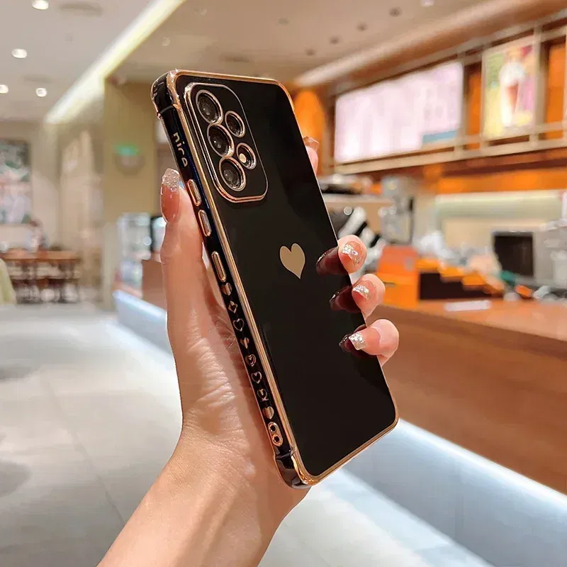 Color: black, Compatible-Phone Models: For iPhone 11 Pro Max, Ships From: CHINA - Electroplating Side Love Heart Phone Case For Samsung Galaxy S25 Ultra S24 S23 S22 A16 A55 Protect Lens Shockproof Back Cover