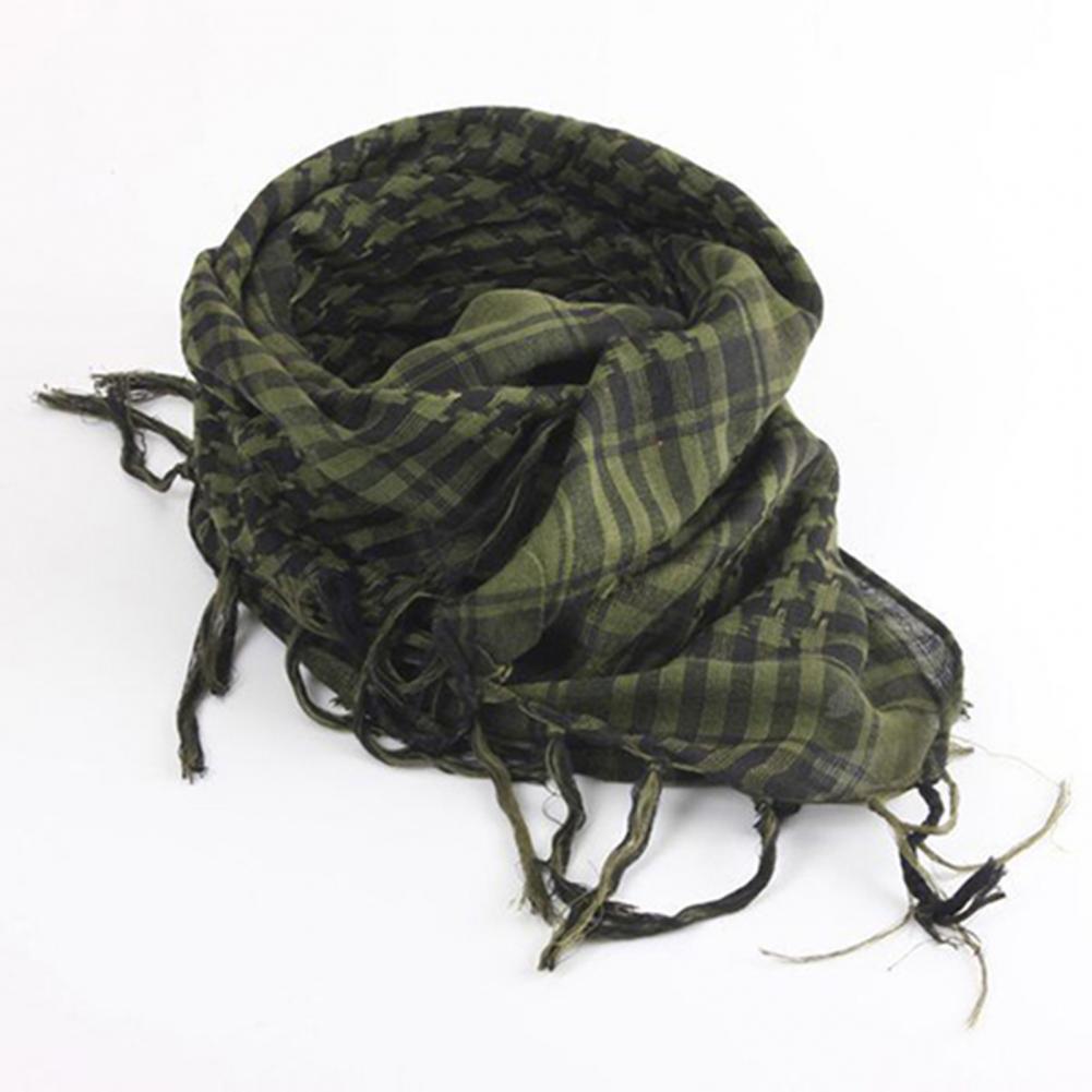 Color: Beige - Scarf Army with Tassel for Men Women Scarf Mask Scarf Unisex Lightweight Plaid Pattern Cotton Keffiyeh Scarf for Winter
