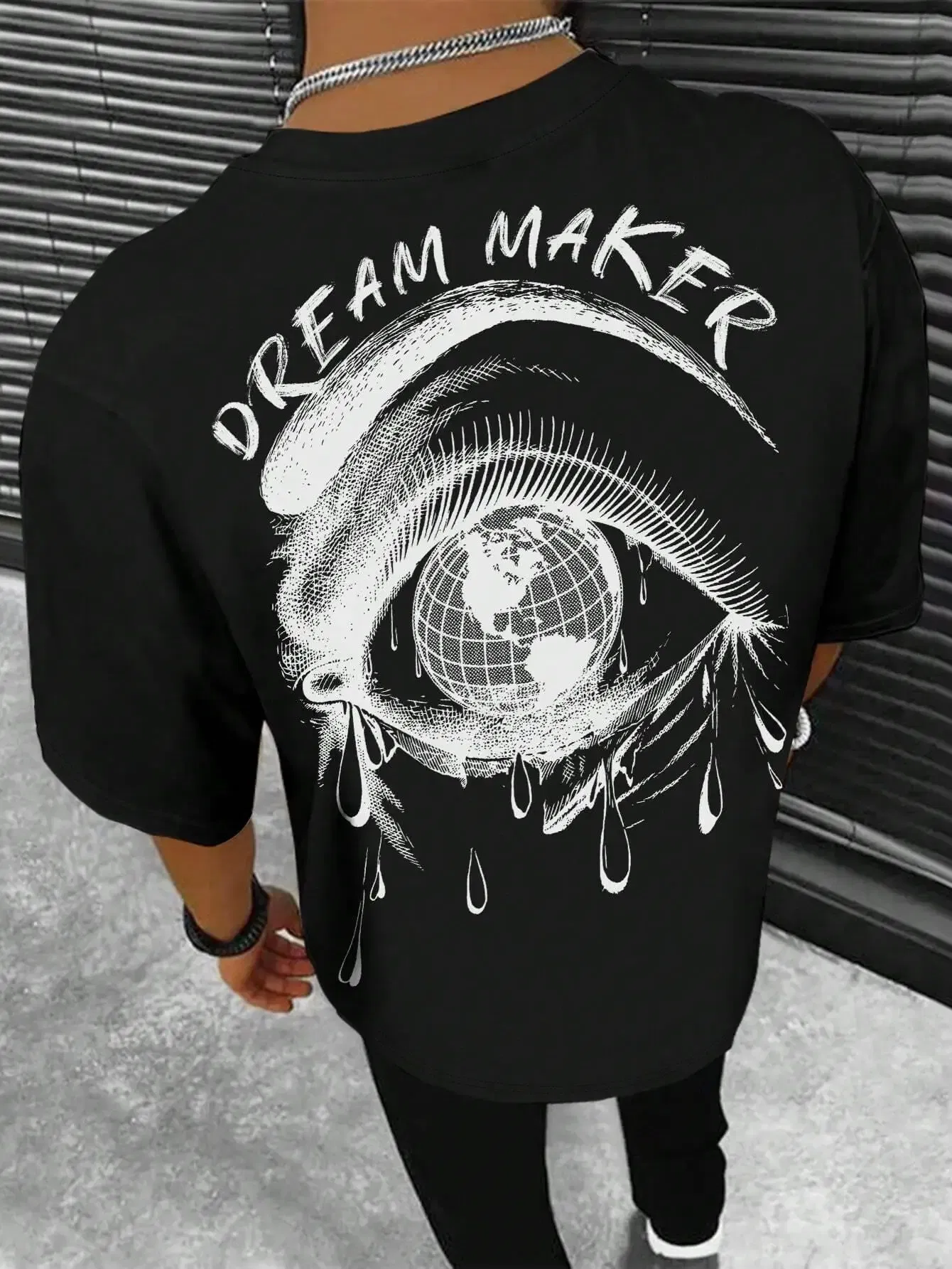 Color: Brown, Size: S - Dream Maker Tearful Earth Printing T-Shirt Men Clothes Summer Loose Tee Cotton Casual Street Tshirt Hip Hop Oversize T Shirts