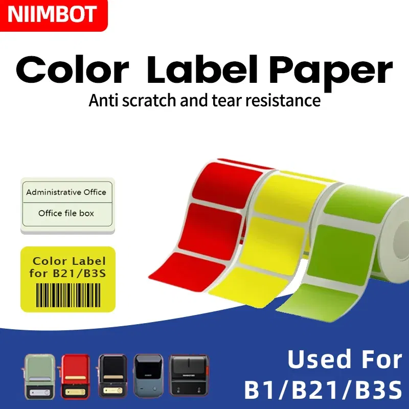 Color: pink - NIIMBOT B21/B203/B3S label machine printing paper color label waterproof, oil resistant, tear resistant label