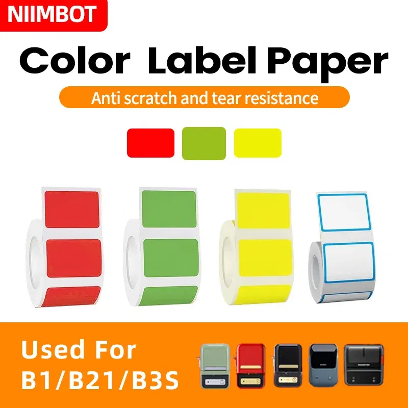 Color: pink - NIIMBOT B21/B203/B3S label machine printing paper color label waterproof, oil resistant, tear resistant label