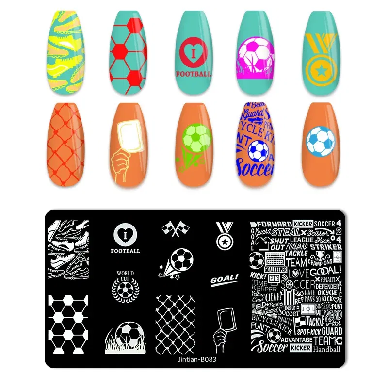 Color: transparent - Basketball Football Nail Stamping Plates Nail Template Artistic Letter Printing Plate English Alphabet Nail Art Stamping Plates
