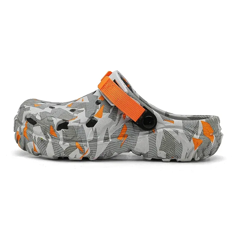 Color: Brown, Shoe Size: 45 - Fashion Garden Shoes Men's Clogs Slippers Sandal Flat Camouflage Sandals Male Sneakers Outdoor Flip Flops Home Clogs