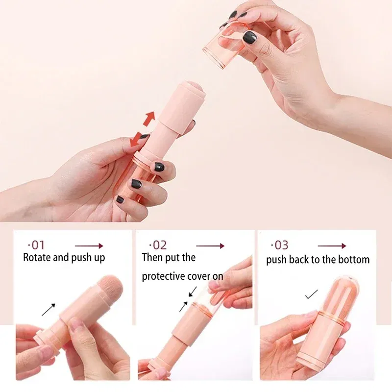 Handle Color: green - 4pcs/set 4 In 1 Telescopic Makeup Brush Portable Travel Makeup Brushes Set Eyeshadow Loose Powder Mini Makeup Brush Beauty Tools