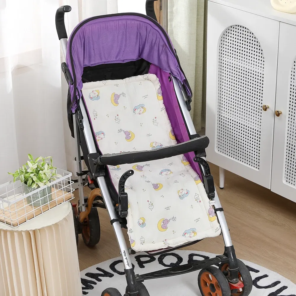 Color: SKY BLUE - Baby Stroller Seat Cushion Soft Mattress Kids Pushchair Car Mat Stroller Accessories