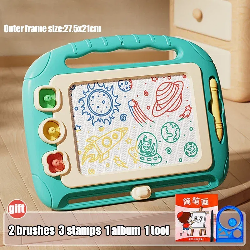 Color: black - Children Cartoon Drawing Board Baby Puzzle Magnetic Writing Board Toy Graffiti Magnetic Drawing Board Montessori Toy for Kids