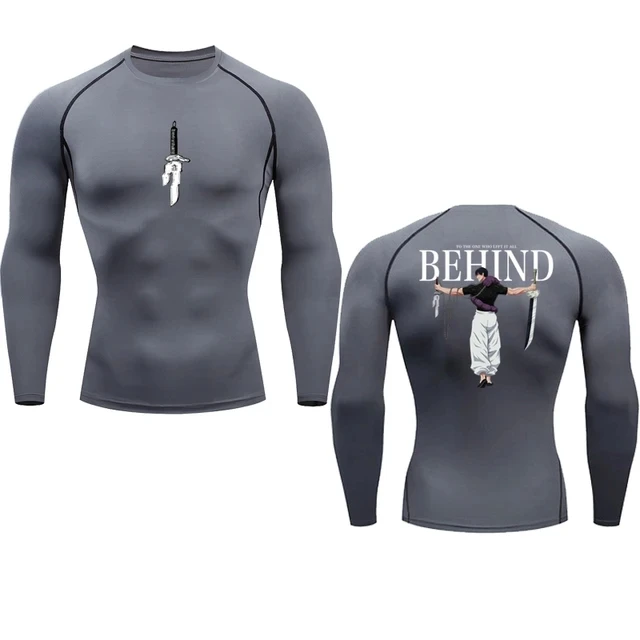 Color: green, Size: XXL - Anime Compression Shirt Men Print Breathable Football Fitness Tight Sportswear Althletic Quick Dry Rash Guard Gym Riding Tops