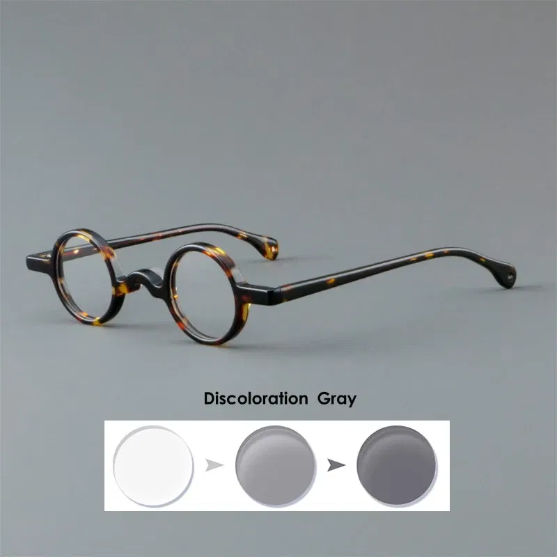 Frame Color: WHITE, Eye Prescription: +400 - VCKA Photochromic Acetate Myopia Glasses Men Retro Small Round Frames Women Custom prescription Anti-Blue Eyewear -0.5 TO -10