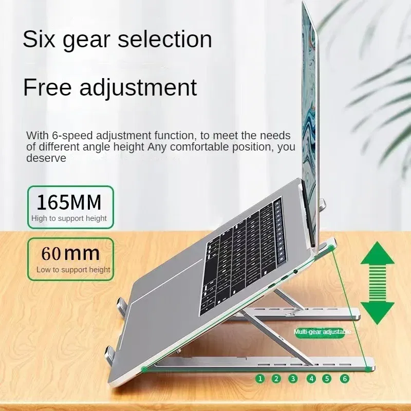 Color: Silver - Aluminum Alloy Laptop Holder Stand Adjustable Foldable Portable for Notebook Computer Bracket Lifting Non-slip Holder