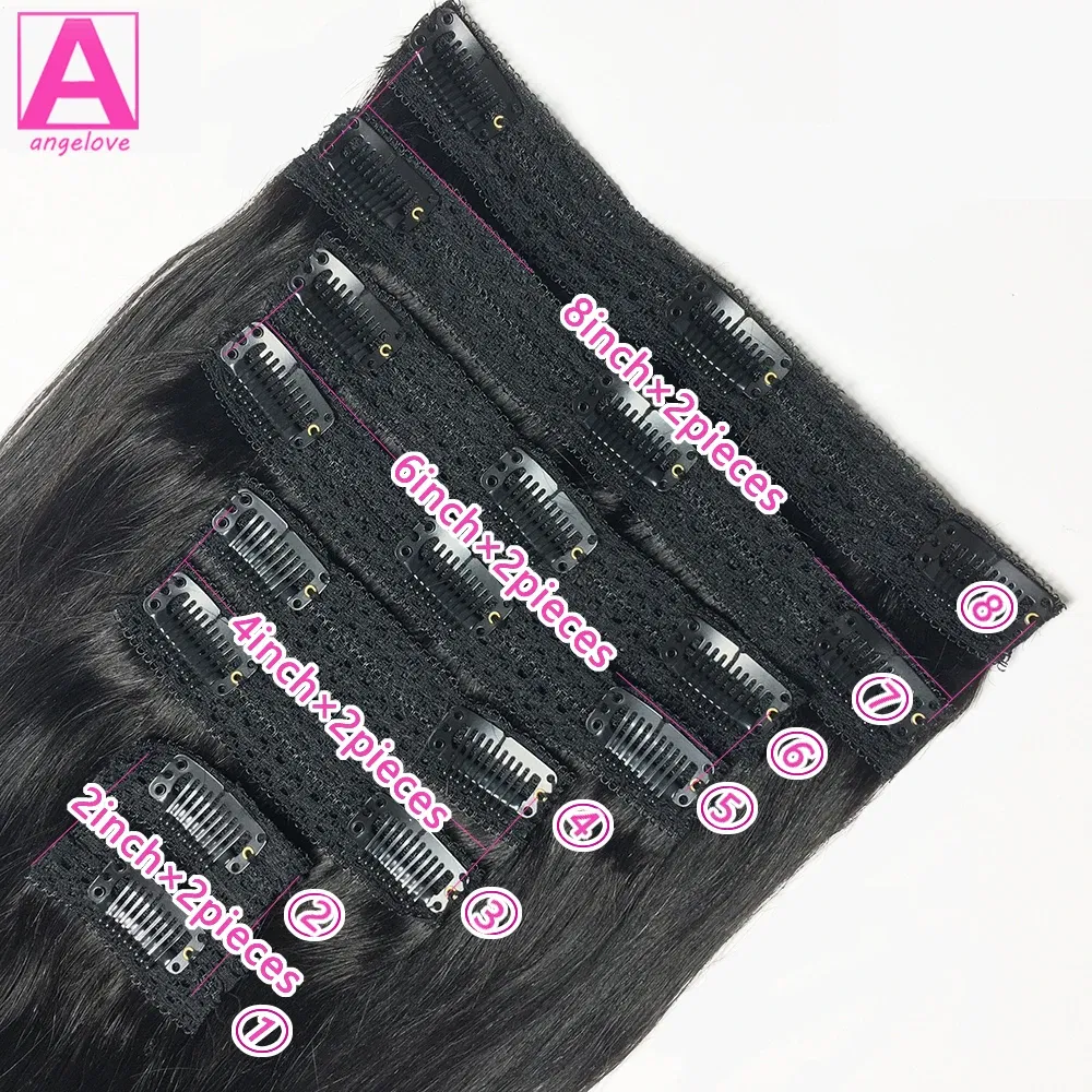 Color: Yellow, Stretched Length: 16inches, Life Span: 6 Months With Proper Care, Weight Per Package: 200g/Set - Straight Clip In Hair Extension Human Hair 120g/Set Straight Clip In Extension Full Head Brazilian Clip Hair Extension for Women