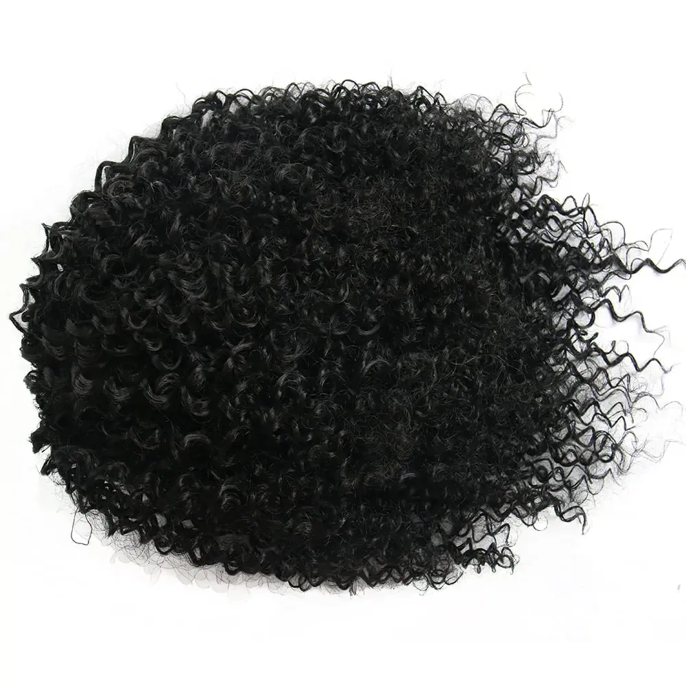 Color: #1B, Stretched Length: 20inches - Synthetic Short Afro Kinky Curly Ponytail Hair Piece for African American Ponytail Extension Afro Kinky Curly Ponytail for Women