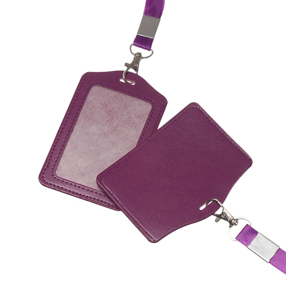 Color: WHITE - Unisex Work Card Holders With Lanyard PU Bank Card Name Credit Card Holders Card Bus ID Holders Identity Badge With Neck Strap
