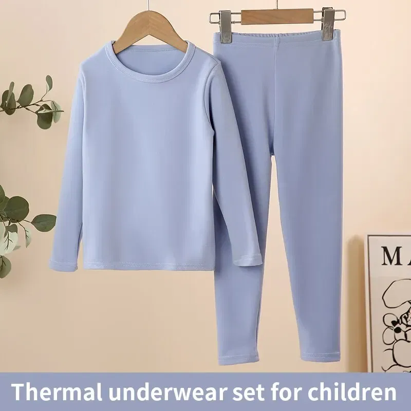 Color: Brown, Kid Size: 19 - 2-Piece Children's Thermal Underwear Suit boys' Autumn Clothes And Trousers Padded Cotton Sweater Girls' Casual Joker Home Cloth