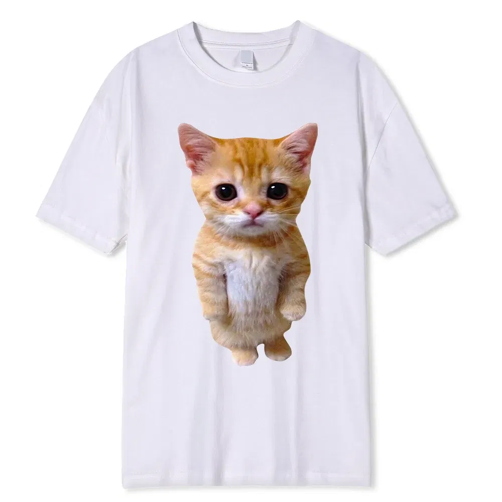Color: green, Size: M - El Gato Meme Sad Crying Cat Munchkin Kitty Meme Trendy Graphic T-shirt Unisex Fashion Short Sleeve T-shirts Oversized Streetwear