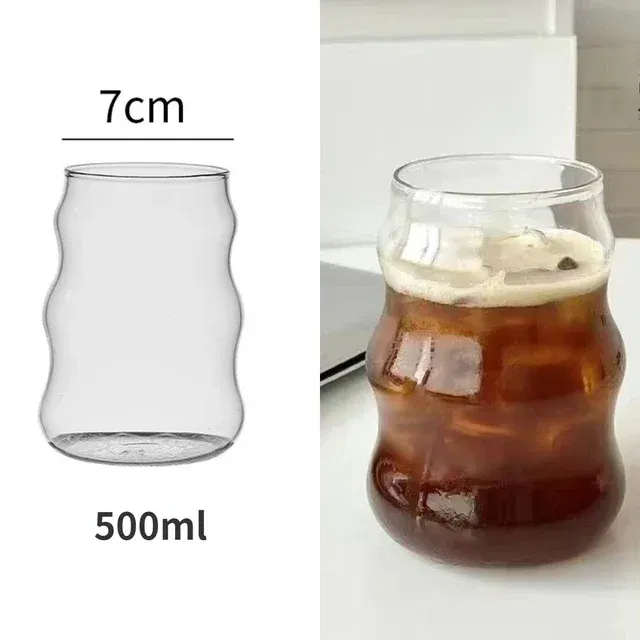 Color: Brown, Capacity: 301-400ml - Transparent Heat Resistant Glass Coffee Mug Glass Latte Cup Breakfast Mug Milk Water Cocktail Glass Cup Beer Drinking Glasses