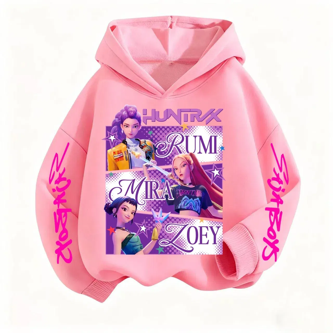 Color: black, Kid Size: 5 - Pure Cotton KPop Demon Hunters Mira Kids Hoodie Clothes Teen Boys Girls Clothing Fashion Clothes Spring Autumn Sweatshirt