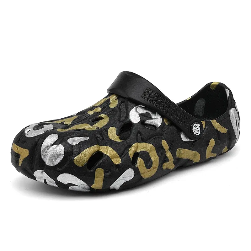Color: SKY BLUE, Shoe Size: 40 - Men Summer Slippers Thick Sole Mens Clogs Sandals Hollow Breathable Flip Flops Sandals Shoes Fashion Beach Slippers