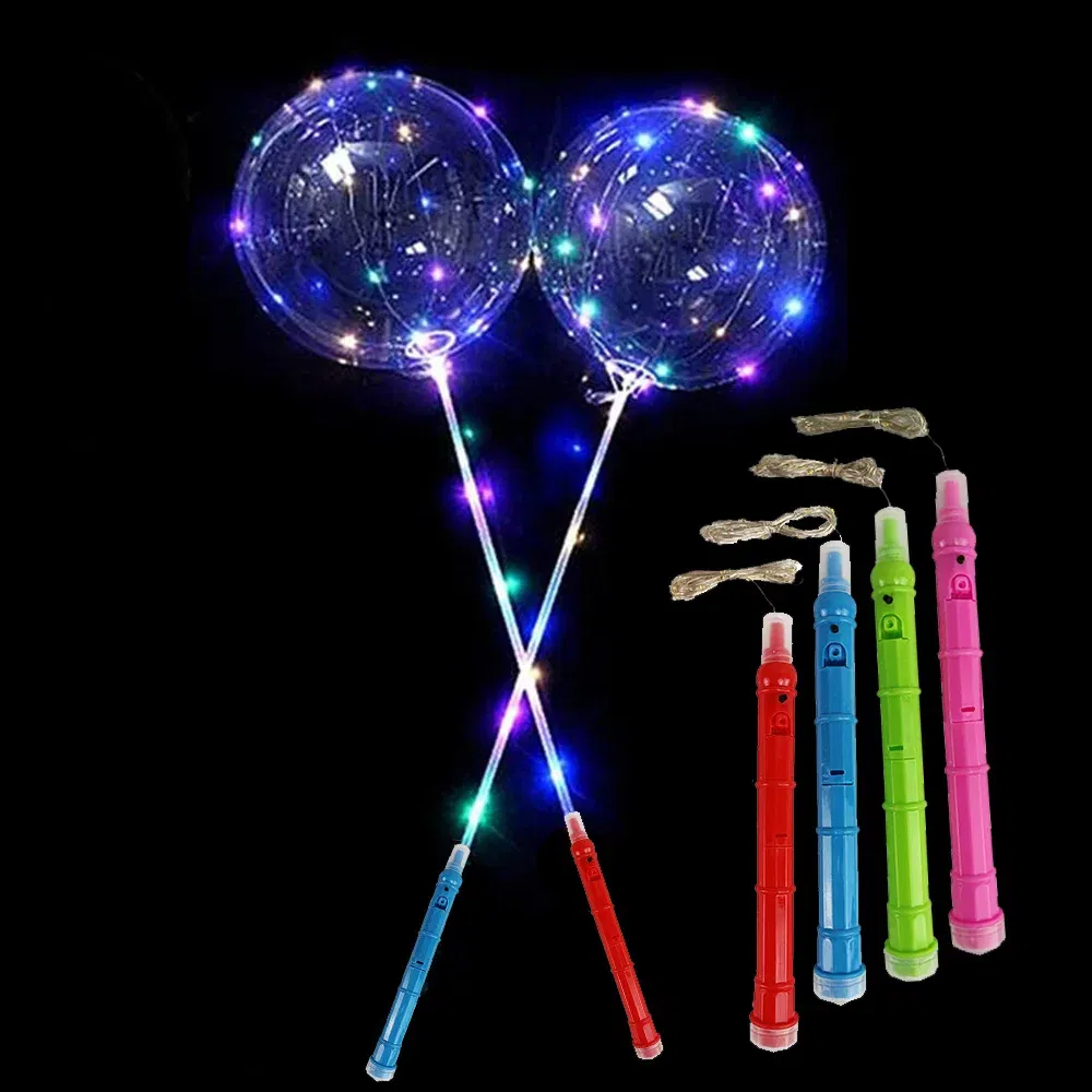 Color: Ruby, Ballon Size: 10inch, Shape: N - 1/5/10/20/30pcs LED Light Up BoBo Balloons Colorful 3 Levels Flashing Handle 20 Inches Bubble Balloon 70cm Stick