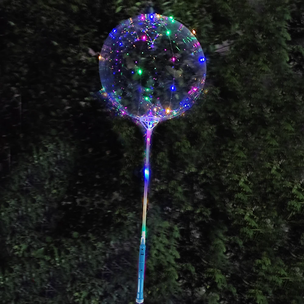Color: Ruby, Ballon Size: 10inch, Shape: N - 1/5/10/20/30pcs LED Light Up BoBo Balloons Colorful 3 Levels Flashing Handle 20 Inches Bubble Balloon 70cm Stick