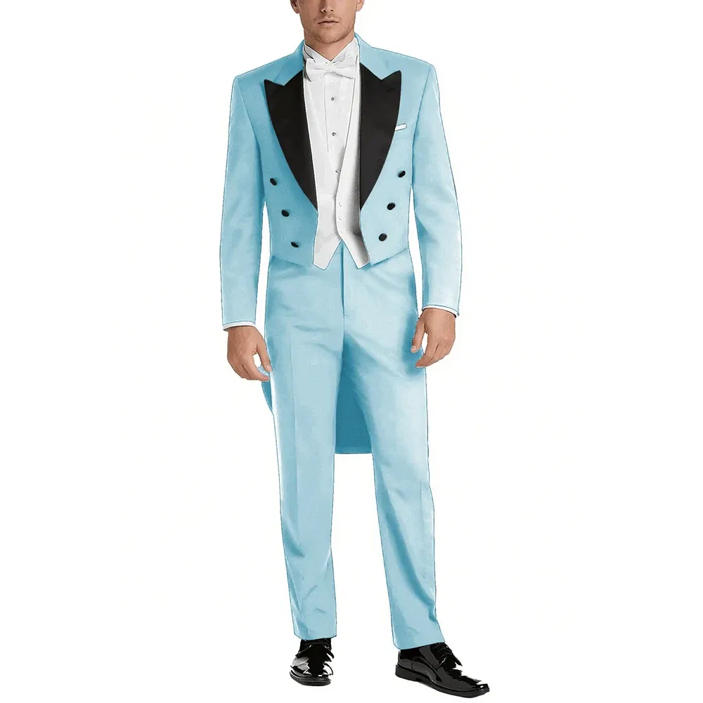 Color: WHITE, Size: L - Italy Style Aristocratic Men Suit Three Pieces(Jacket+Pants+Vest) Hot-selling High-quality Double Breasted Male Clothing