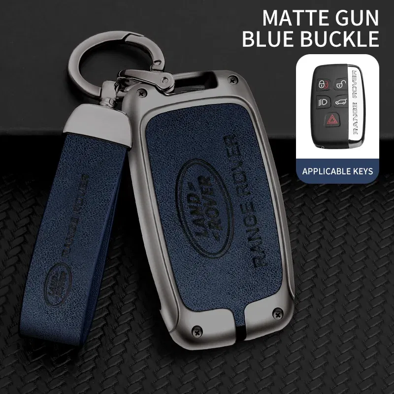 Color Name: GRAY - Car Zine Alloy Key Case For Land Rover Range Rover Discovery Evoque Velar Freelander Defender Key Chain Shell Car Metal key Bag