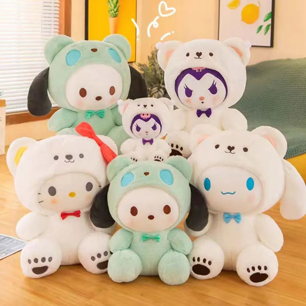 Color: LightPink, Height: 11cm-30cm - kawaii Sanrio Plushies Toy Hello Kitty Cinnamonroll Pochacco Kuromi Plush Doll Cos Bear Cute Toys Children Birthday Gifts