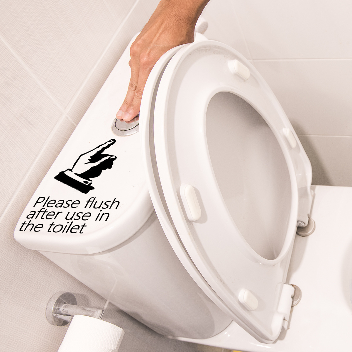Fashion Home Decoration Toilet Stickers Creative Bathroom Stickers Push This Button Notes Waterproof Decor Paste 2025 Christmas