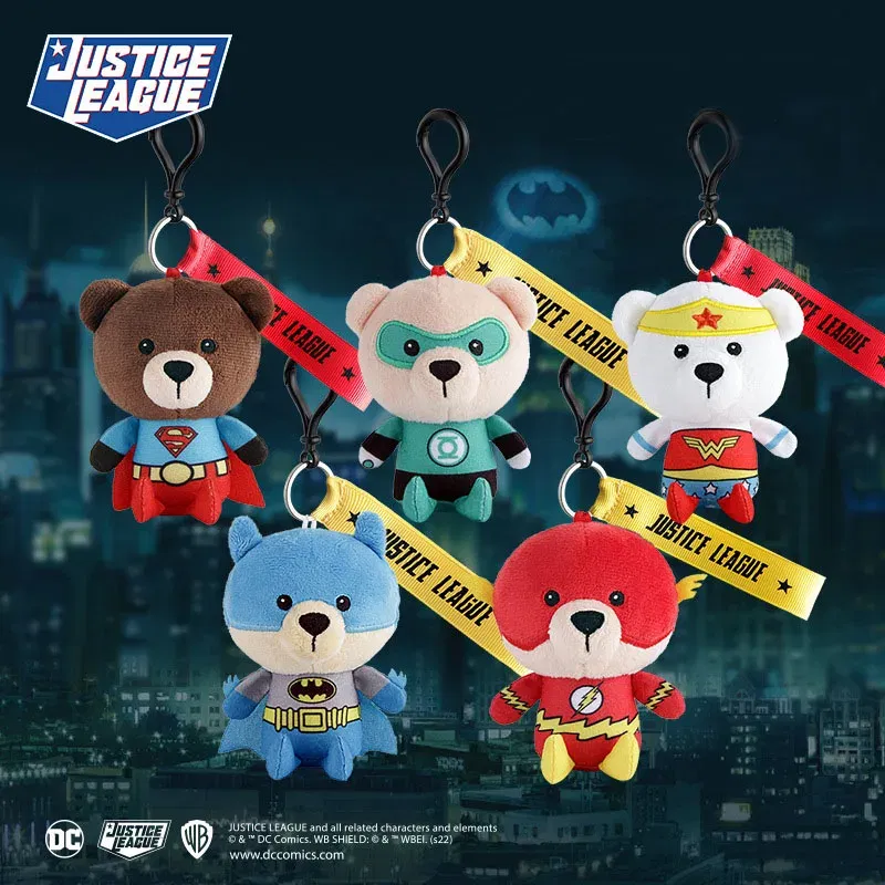 Color: CRIMSON - Genuine Justice League Batman Wonder Women Plush Co-branded Teddy Bear Doll Toy Cute Anime Movie Peluche Doll Birthday Gift