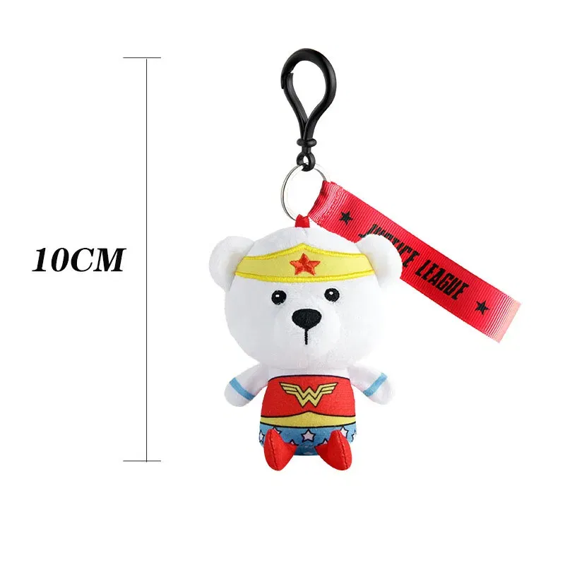 Color: CRIMSON - Genuine Justice League Batman Wonder Women Plush Co-branded Teddy Bear Doll Toy Cute Anime Movie Peluche Doll Birthday Gift