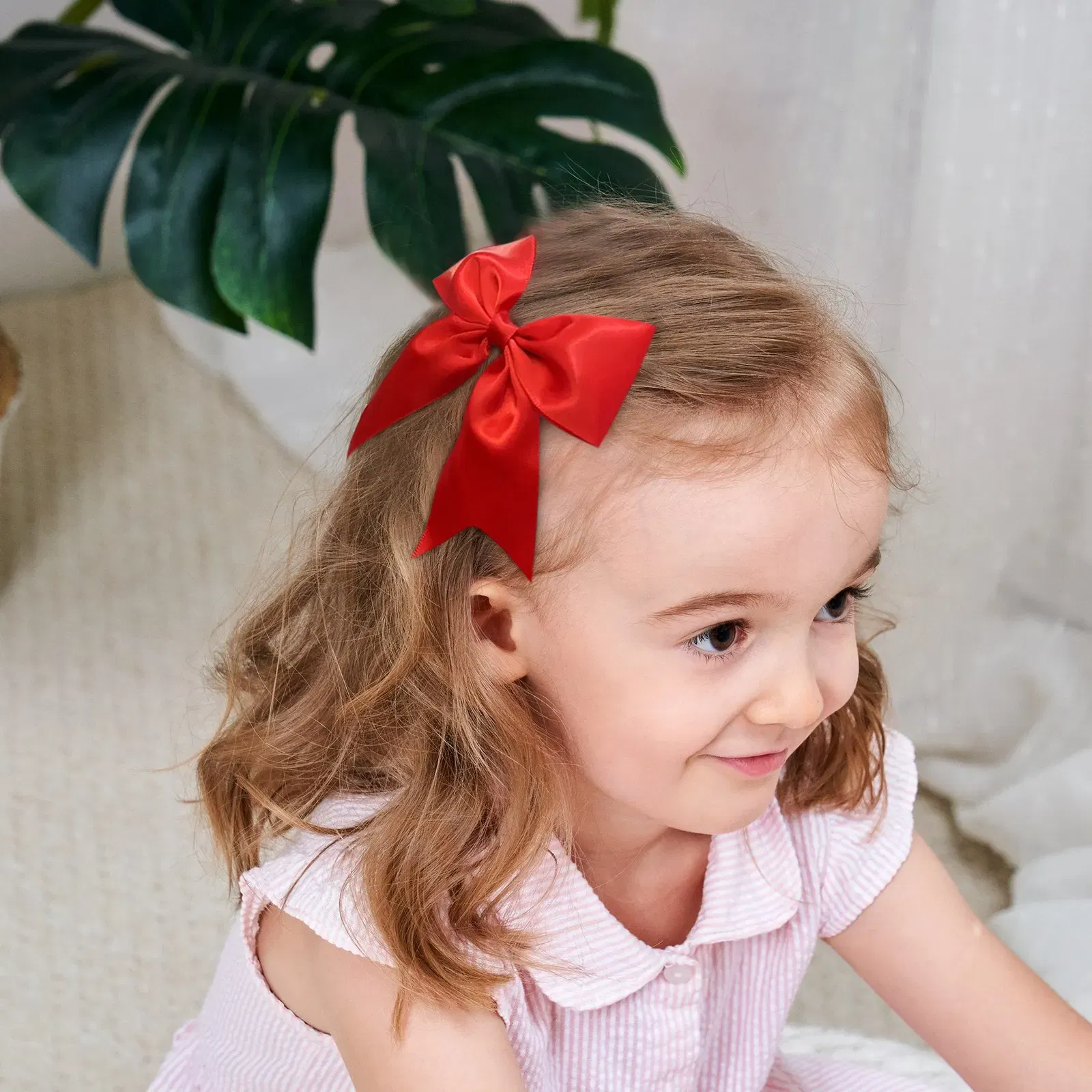 Color: Sky blue - 2Pcs/set Delicate Ribbon Cheer Bows Hair Clip for Kids Solid Color Hairpins Barrettes Handmade Headwear Girl Hair Accessories