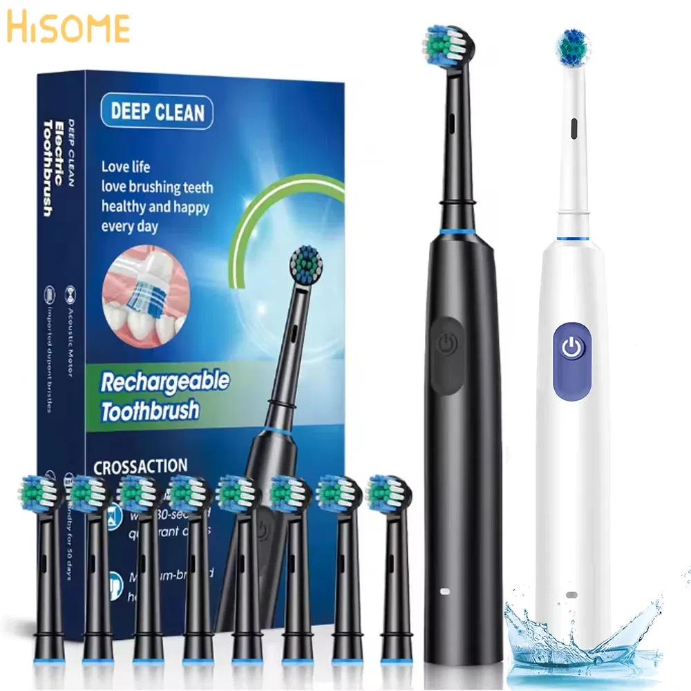 Color: MULTI - Electric Rotating Toothbrush 5 Modes Cleaning Teeth Brush Waterproof Rotary Electric Toothbrush With Timer with 8 Soft BrushHead
