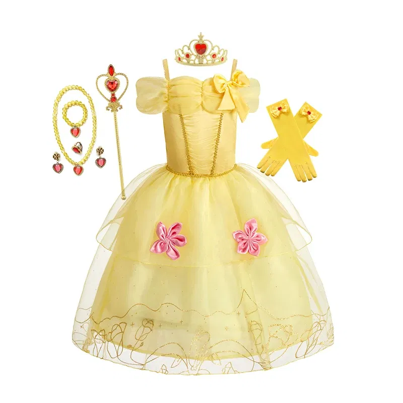 Color: PURPLE, Kid Size: 13 - Disney Deluxe Elegant Rapunzel Princess Ball Gown Fancy Birthday Party Dress Cinderella Vestidos Costume Play Carnival Apparel