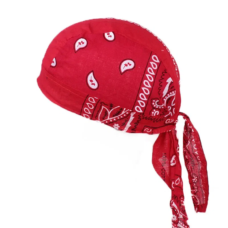 Color: Beige - Cotton Cycling Pirate Bandana Men Women Headwraps Bike Headband Headcloth Sweat Wicking Beanie Hip-hop Turban Head Scarf