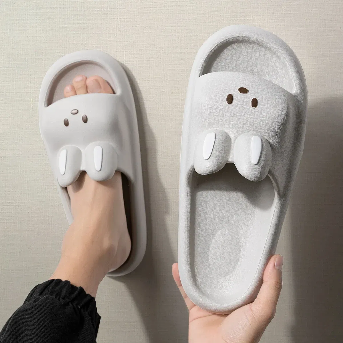 Color: green, Shoe Size: 40 - Pillow Rabbit Slippers for Women and Men | House Slides Shower Sandals | Extremely Comfy | Cushioned Thick Sole