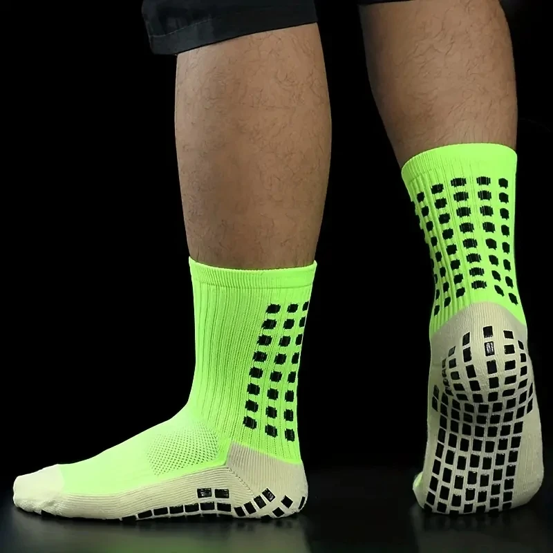 Color: WHITE - 3 Pairs Anti-slip Football Socks Men Women Sports Socks Thickened Breathable Comfortable Football Basketball Running Grip Socks