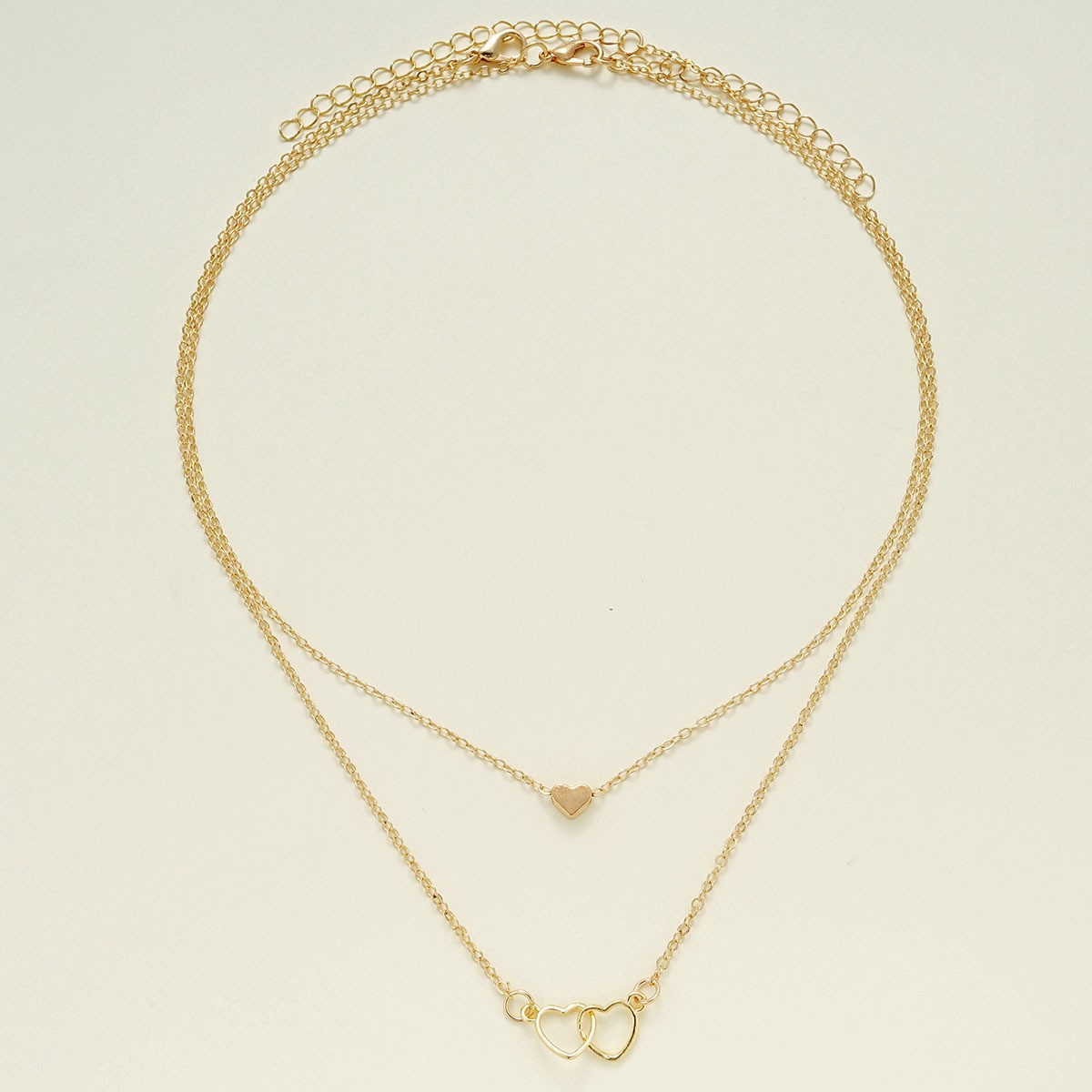 Hollow Cross Heart Pendant Double-layer Necklace