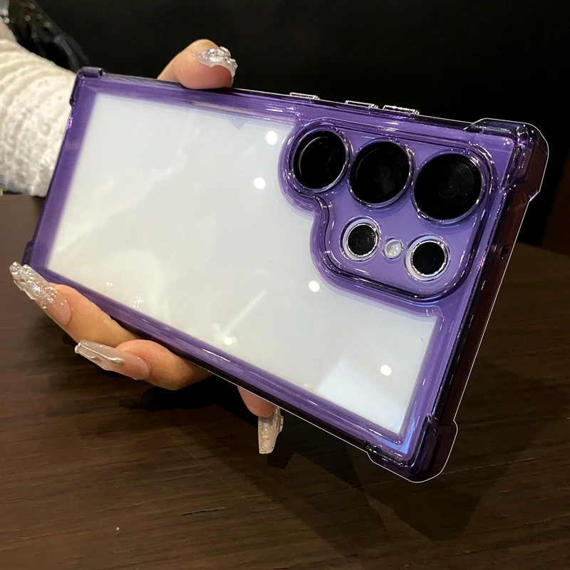 Color: Clear, Material: PP - Luxury Shockproof Clear Acrylic Case For Samsung Galaxy S24 S23 FE S22 Plus S24 Ultra A34 A54 A15 A25 A35 A55 A53 5G Hard Cover