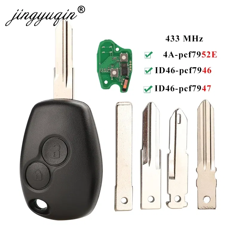 Color: Orange, Number of Buttons: 3 Buttons - jingyuqin 2BTN Remote Key For Renault Duster Modus Clio 3 Twingo DACIA Logan Sandero Kangoo 433MHz PCF7946 PCF7947 pcf7952E Chip