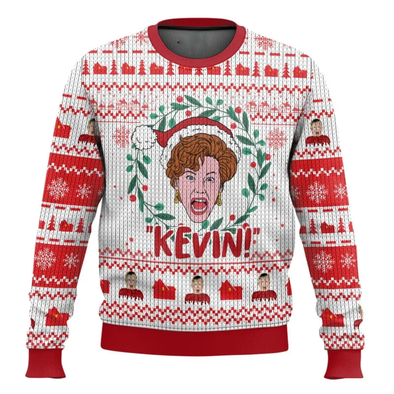 Color: GRAY, Size: S, Ships From: CHINA - Merry Christmas alone at home Ugly Christmas sweater cartoon animation Men's pullover 2026 fashionable couple shirts Sweatshirt