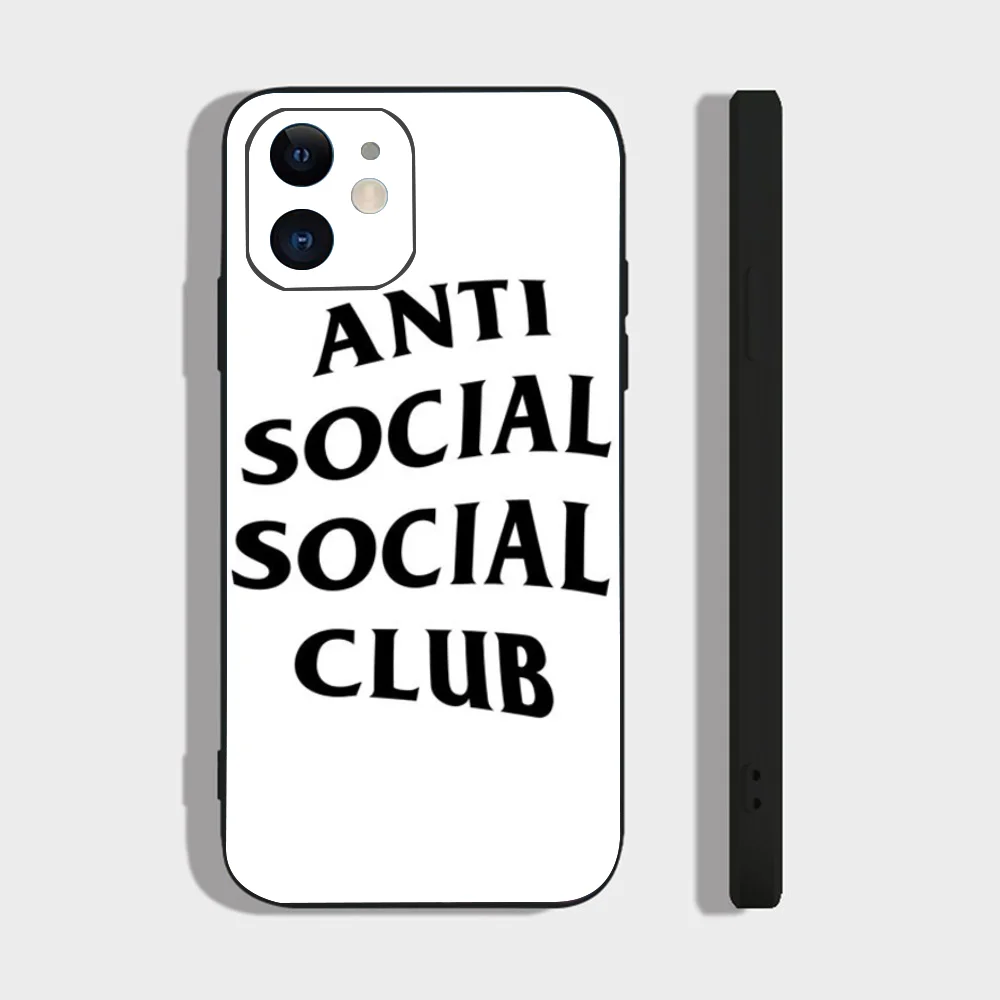 Color: Clear, Material: CANVAS - Anti Social Social Club Phone Case For IPhone 16 15 14 13 Pro Max 11 12 Mini X Xs XR Se 2022 Black Silicone Cover