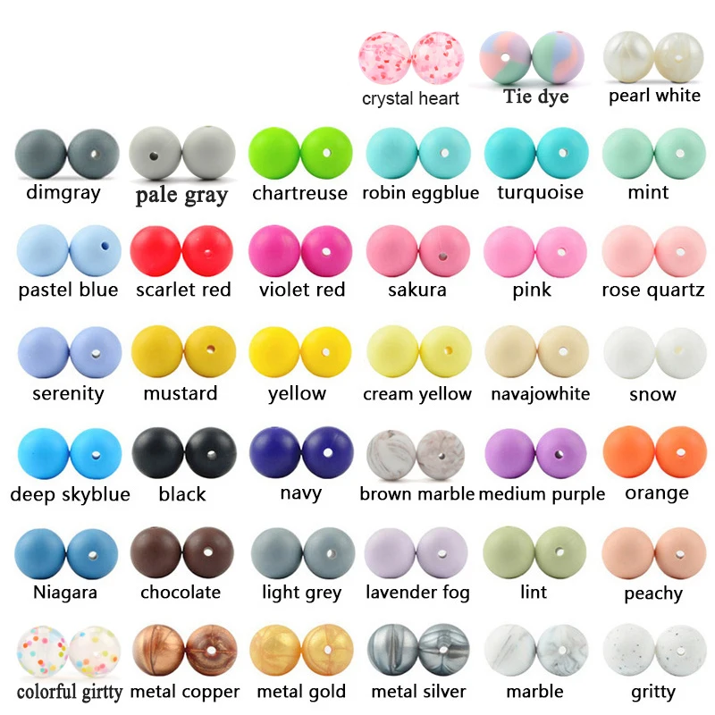 Color: Dark Red, Item Diameter: 12mm - LOFCA 100Pcs/lot 12MM Round Shape Silicone Teething Beads Baby Teether For DIY Nursing Necklace Food Grade Chew Beads