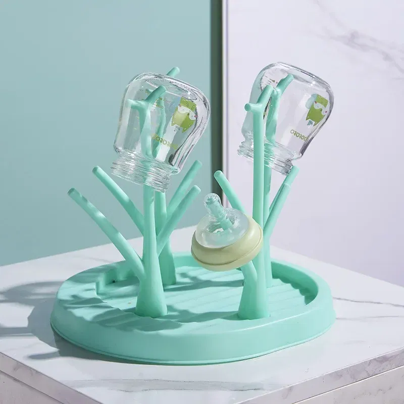 Color: Pink - Baby Bottle Holder Cleaning Dryer Drainer Removable Baby Bottle Drying Rack Storage Rack Tree Shape Rack for Babies Bottles Item