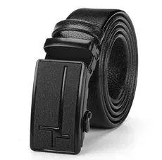 Color: black, Belt Length: 110cm - Man PU Leather Belt High Quality Men Business Belt Golden Automatic Buckle Waist Buckle Rhinestone Decoration Males Luxury Belt