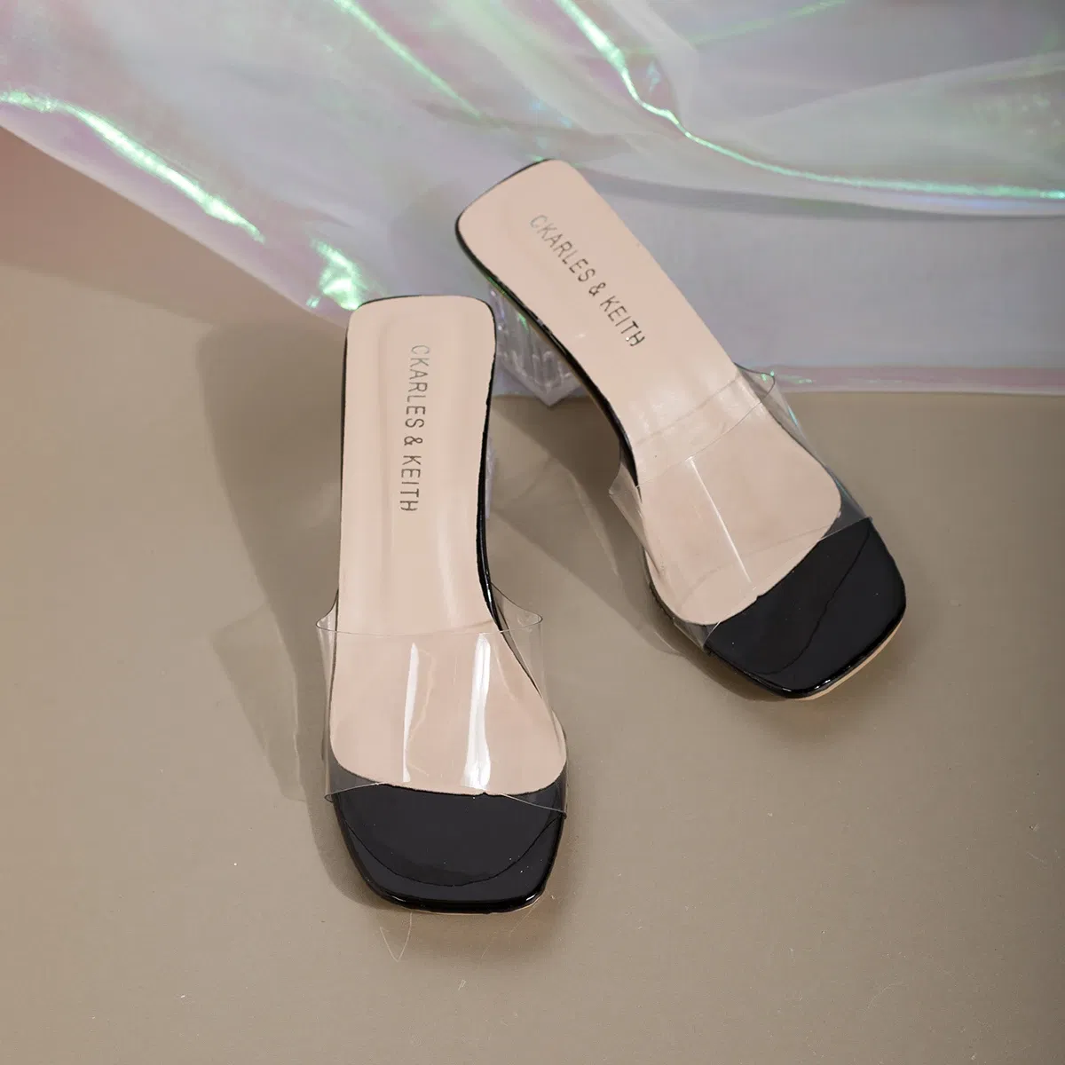 Color: Beige, Shoe Size: 38 - Fashionable and Elegant Women's High-heeled Sandals with Thick Heels and Square Heads, New Transparent Casual Versatile Sandals