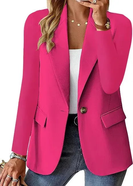 Color: Beige, Size: S - Womens Spring Winter Down Full Long Sleeve Coat Autumn Blazer Button Outwear Suit Cardigan Female